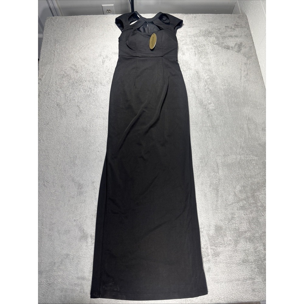 Bariano Australia Black Halter Gown Built In Bra Maxi Dress Formal Size US 2‎